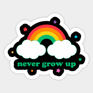 Retro Never Grow Up Funny Vintage Aesthetic Rainbow Streetwear Sticker